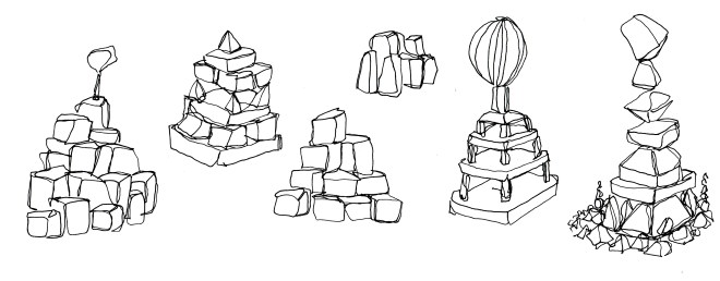 continuous line abstract towers